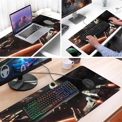 XXL Large Gaming Mouse Pad,Mousepad with Stitched Edge Frame & Non-Skid Rubber Base,Desk Mat for Work,Office Desk Pad for Laptop,Computer Keyboard and Mice Combo Pads Mouse Mat 31.5X15.7 inches - view 4