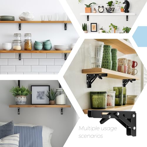 Matte Black Folding Shelf Brackets, 6 Inch, 2 Pack - view 7