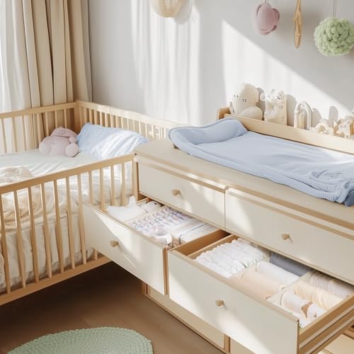 Drawer Organizer Clothes, 14 Pack Dresser Organizer for Baby Clothes, Underwear, Sock- Foldable Closet Organization and Storage Dividers Bins for Nursery, Bedroom and Dorm (Beige) - view 2