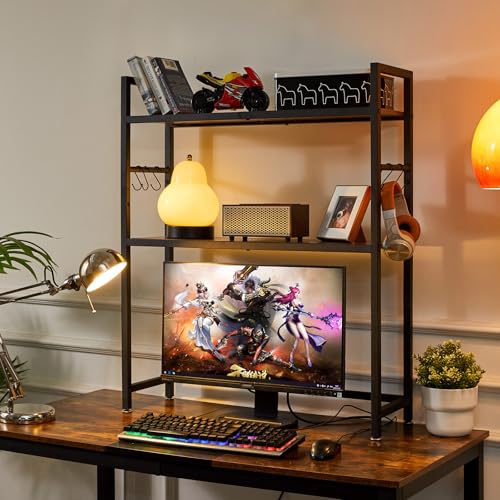 Office Desktop Shelf Organizer Computer Storage Rack Adjustable Desk Bookshelf Display Shelf for Office Home Dormitory,Brown UTMZ004H - view 2