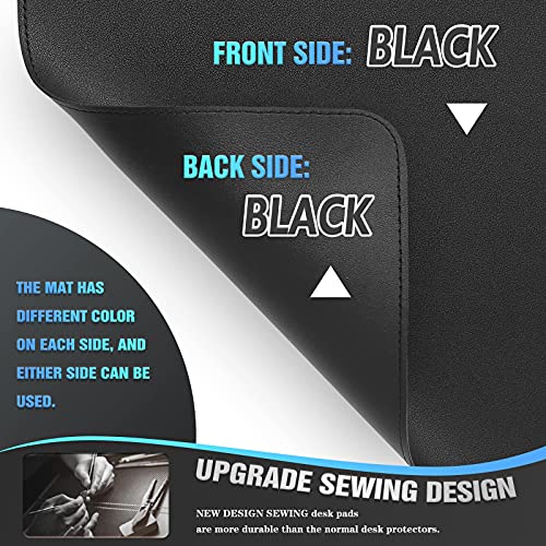 Large Sewing Leather Desk Mat, Desk Pad (Black, 31.5" x 15.7") - view 3
