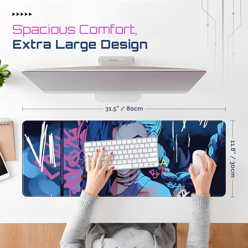 XXL Anime Mouse Pad 31.5 x 11.8 Inches, Extended Desk Mat for Keyboard and Mouse, Non-Slip Rubber Base, Water-Resistant Surface, Gaming Desk Mat - view 3