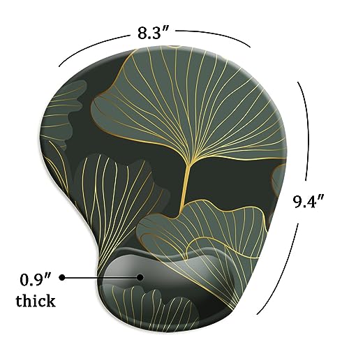 Ergonomic Mouse Pad with Wrist Support and Coaster,Mouse Pads with Non-Slip PU Base for Home Office Working Studying Easy Typing & Pain Relief Green Leaf - view 5