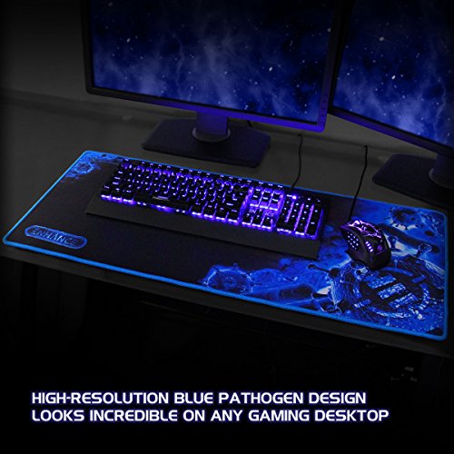 Pathogen Extra Large Gaming Mouse Pad (31.5 x 13.75 in) - Extended Mousepad with Anti-Fray Stitching, Low Friction Smooth Surface, Non-Slip Backing - Full Desk Mouse Mat (Blue) - view 2