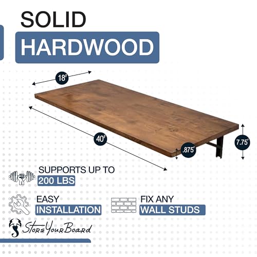 Wall Mounted Folding Workbench, 40x18 in, Holds 200 lbs - view 3