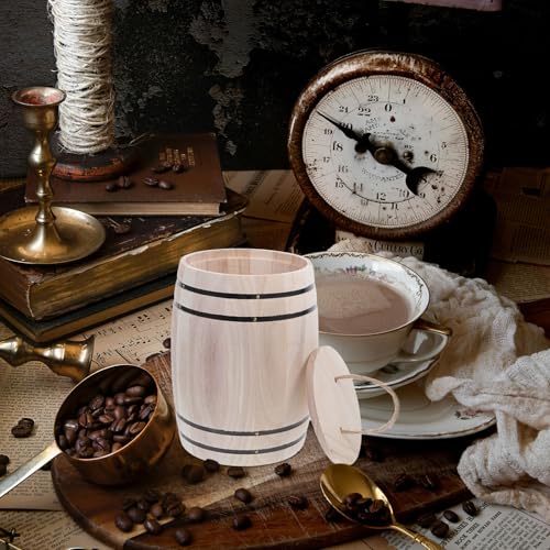 Wooden Barrel Pen Holder with Cover and Portable Handle Desk Organizer - view 6