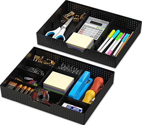 Drawer Organizer Tray, 9 Compartments, 2-Pack, Black