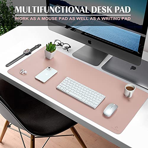 Large Office Desk Mat, Leather Mouse Pad (31.5"x15.7", Pink) - view 2