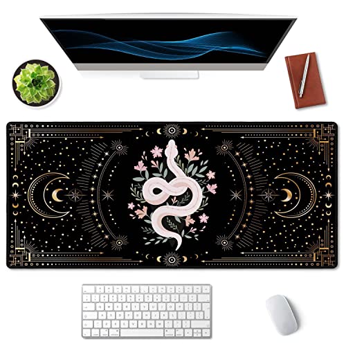 Large Mouse Pad, Boho Snake Witch Desk Mat for Desktop, Women Girls Waterproof Gaming Mousepad, Moon Phases Computer PC Laptop Protector Writing Pads for School Office Home 35.5" x 15.7" - view 3
