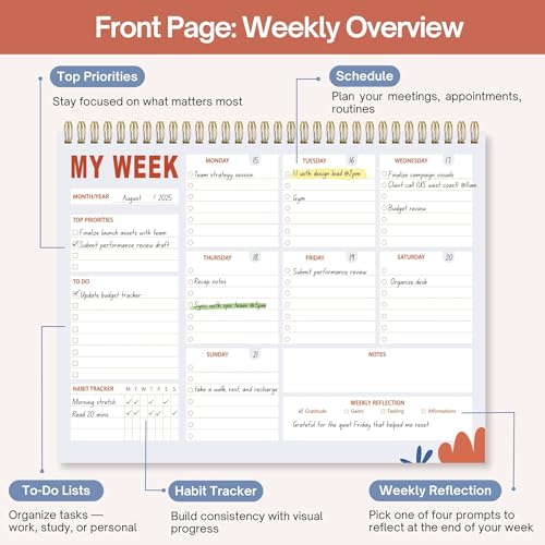 Undated Weekly Planner Notepad, 8.5" x11", Colorful Smiles - view 3