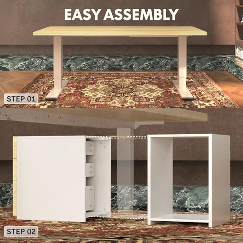 EN2 55"x28" Standing Desk Bundle with Storage Cabinet, White - view 6