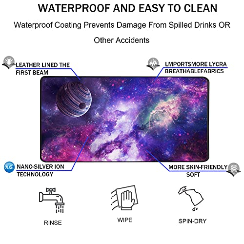Large Extended Gaming Mouse Pad, Long Mouse Pads, Extra Large Big Mouse Pad with Stitched Edge, XXL Non-Slip Computer Computer Keyboard Mat for Gamer/Desktop/Office/Home, Galaxy - view 4