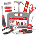 Household Starter Tool Kit with Compact Carry Toolbox, Red