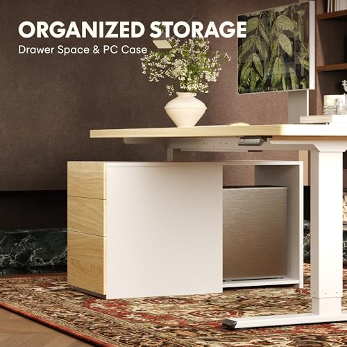 EN2 55"x28" Standing Desk Bundle with Storage Cabinet, White - view 5