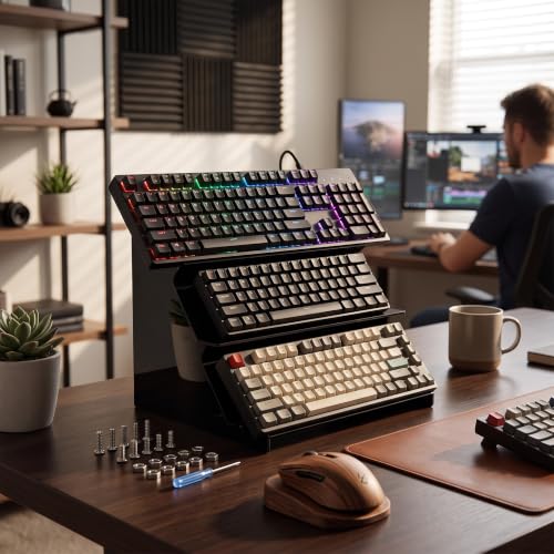 Keyboard Storage Rack, 3-Tier Vertical Acrylic Stand - view 7