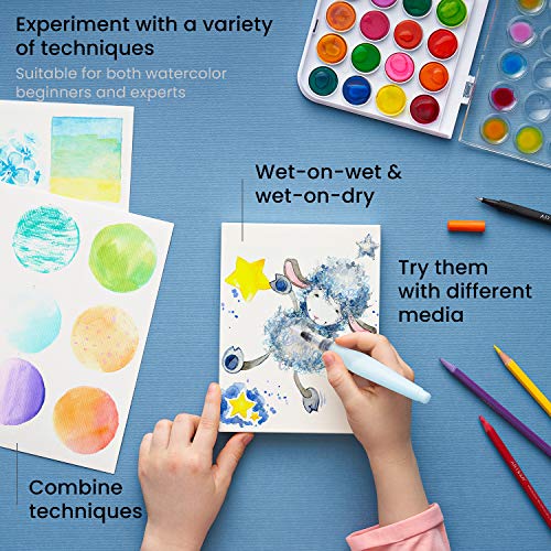Kids Watercolor Painting Art Set, Watercolor Paint 36 and Foldable Canvas Paper Bundle, DIY Painting Kit, Art Supplies for Kids and Adults - view 5
