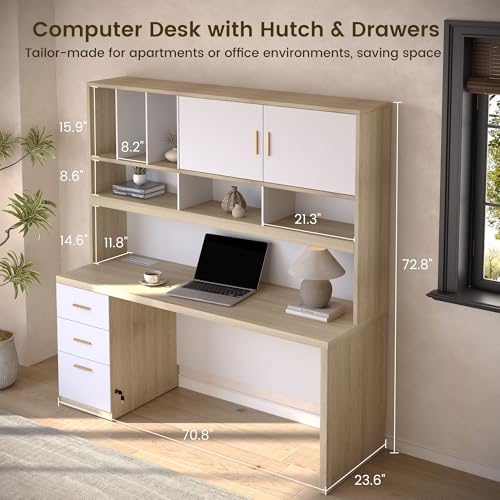 Computer Desk with Hutch & File Cabinet - view 2