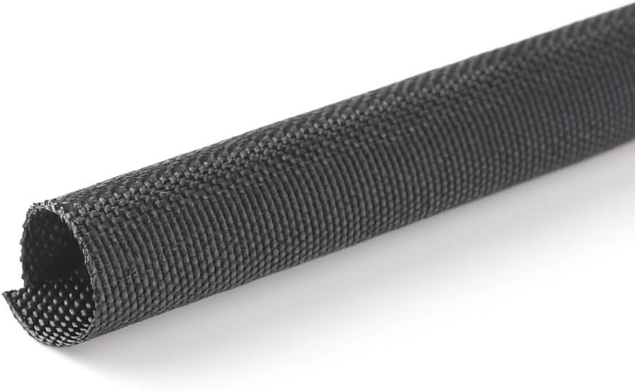 Woven Mesh Split-Sleeve Wire Loom for High-Temperature Automotive Harness and Home Cable Management - 25 feet (1/4")