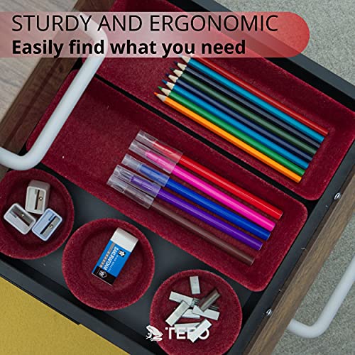 Desk Tray Organizer - Makeup Organizer Drawers Storage - Home Office Cosmetic Bins Dividers Box Closet Compartment - Pack of 7, Burgundy - view 5