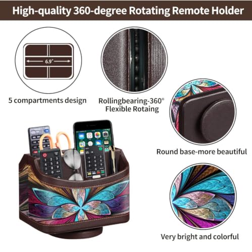 360° Rotatable Remote Control Holder,PU Leather TV Remote Caddy for Table - view 3