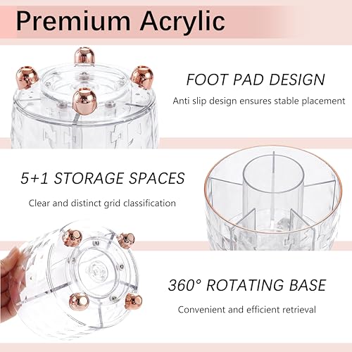 Rose Gold Desk Accessories, Office Supplies Desk Organizers 360°Pen Holder Acrylic Stapler Set, Phone Holder, Ballpoint Pen, Scissor, Binder Clips, Ruler, Transparent Glue, Sticky Note and Staples. - view 2
