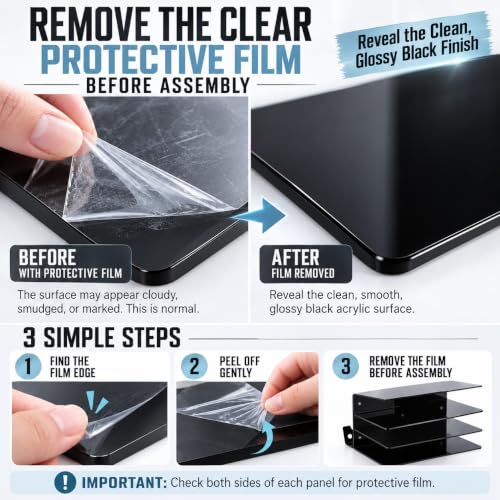 Keyboard Stand & Organizer, 3-Tier Black Acrylic Holds 4 Keyboards & 3 Mice, Includes Anti-Slip Pads, Brush & Dust Cloth for Gaming Setup & Home Office, Mechanical Keyboard Display Storage Rack - view 3