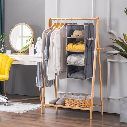 Hanging Closet Organizer and Storage for Clothes, 4-Shelf, Grey - view 6