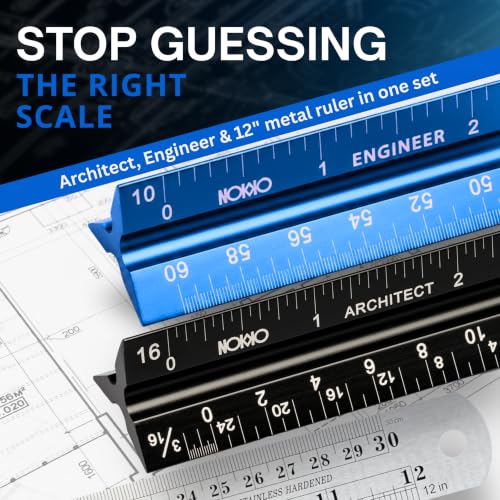 Architectural Scale Ruler and Engineering Scale Ruler Set, 12-Inch, 3-Piece - view 2