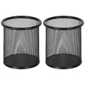 Pencil Holder for Desk, 2 Pack Metal Pen Organizer, Mesh Pencil Cup Organizer for Home, Office, Classroom, School, Black