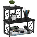 Desk Shelf Desktop Organizer 2 Tier Wood Small Bookshelf,Rustic Brown Freestanding Adjustable, Organizer, Stackable, Desk Stand, Storage Organizers, Kitchen Counter Display Rack