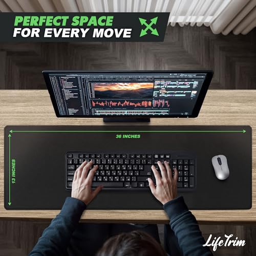 36” x 13” Extra Large Mouse Pad Gaming Extended Keyboard Mat Full Desk Cover Oversized Mouse Pad XL Desk Protector Mat Giant Thick Black Gaming XXL Mousepad Large Desk Mats Deskpad - view 6