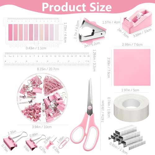 11 Pcs Pink Office Supplies Set Mesh Desk Organizer Accessories Kit - view 3