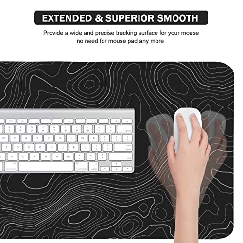 Topographic Mouse Pad, Extended Gaming (35.4x15.7 in), Desk Mat Laptop Waterproof Decor Writing for Work, Game, Office, Home - Topographic Contour - view 5