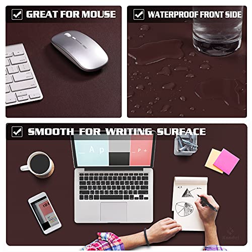 Large Desk Protector Mat, Leather Desk Pad (35.4"x17", Brown) - view 2