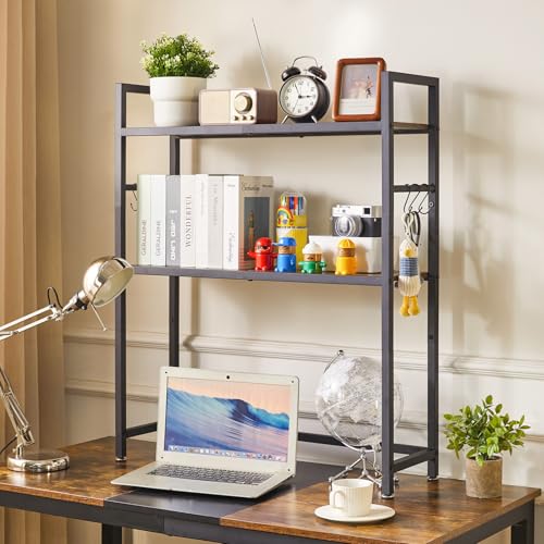 Office Desktop Shelf Organizer Computer Storage Rack Adjustable Desk Bookshelf Display Shelf for Office Home Dormitory,Brown UTMZ004H - view 4