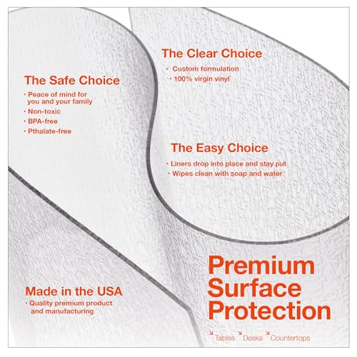 Clear Table Protector, USA Made, Safe, 12 x 20 Inch, 2mm Thick Pebble Textured Vinyl, Clear Desk Pad Mat for Writing Desk, Desk Blotter for Office Table - view 4