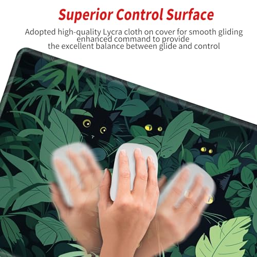Grass Black Cat Mouse Pad Gaming Desk Mat 24x12 Mousepad XL Desk Pad Long Computer Mat Large Mouse Pads for Wireless Mouse Office Work Women - view 5
