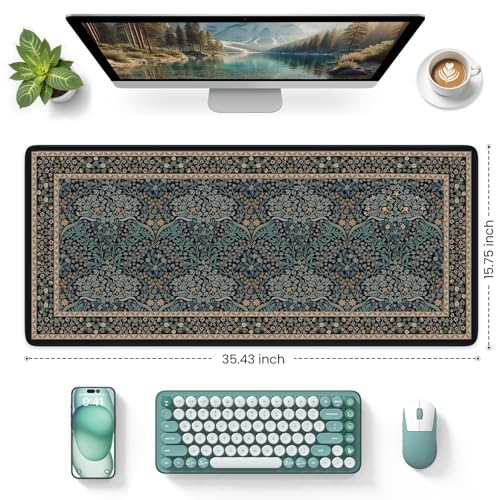 Desk Cover Mat, Office Mouse Pad,35.4x15.7in,Retro Black - view 3