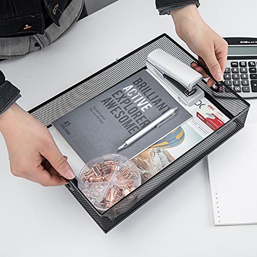 Desk Drawer Organizer, A4 Large Metal Mesh Desk Organizer Tray, Versatile Storage Box Set for Office Home Supplies,13 x 9 inches - view 3