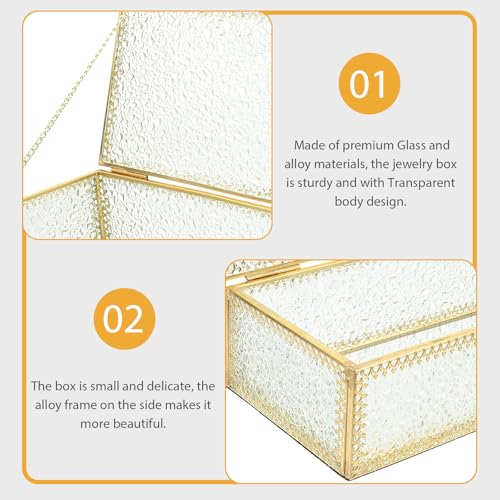 Rectangular Glass Jewelry Box and Easy Access Lid with Metal Frame - view 6