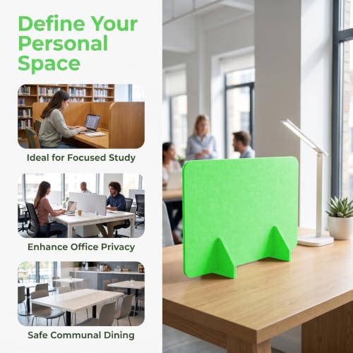 Felt Desk Privacy Panel, Light Green Acoustic Freestanding Divider - view 3