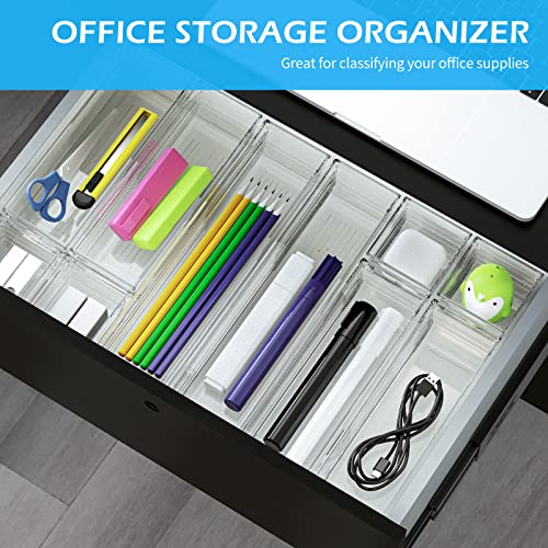 10Pcs Clear Drawer Organizer Tray 3-Size Plastic Desk Drawer Organizations Set Bathroom Vanity Drawer Organizer Storage Tray for Makeup, Kitchen Utensils, Jewelries and Gadgets - view 5