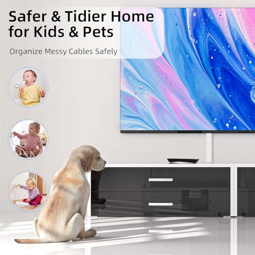 Cord Hider for Wall Mounted TV, 57in Paintable Cable Cover System, Self-Adhesive Cable Management Raceway Kit Hides 2-3 Wires, Baseboard Wire Hider Easy Installation, W 0.95 H 0.55in, White - view 5