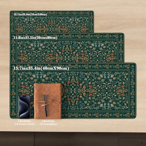 Desk Mat,Mouse Pad for Office Decor,35.4x15.7in,Deep Green - view 2