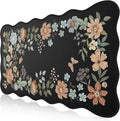 Scalloped Desk Mat for Keyboard, Floral Mouse Pad(Black)