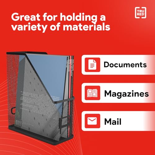 Staples Metal Magazine File Organizer, Black - Top - Loading Desktop File Holder with Handle, Holds Up to 1000 Sheets - view 6