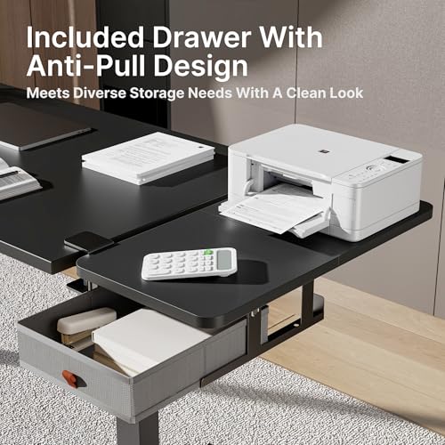 Desk Extender Tray, 24" x 12", with Storage Drawer, Medium, Black - view 4