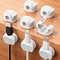 8Pack Cord Organizer [Dual Spring & Clasp] [Max Stability] Cable Clips, Cord Holder, Desk Cable Management, Adhesive Wire Organizer for Home Office Desktop Nightstand Car Table Wall - White