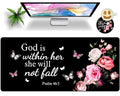 Extended Large Gaming Mouse Pad with Coaster - 35.4 x 15.7 Full Desk Mousepad - Stitched Edges - Ultimate Gaming Desk Mat - Bible Flowers