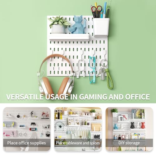 Peg Board Wall Organizer Panels, 22pcs - Includes 4 White Pegboards & Accessories, Plastic Pegboard for Home，Office, Craft Room, Gaming Setup, 24″×24″, Wall Mount Display Pegboard Panel Kits - view 5